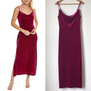 Taylor Stretch Velvet Dress​ Cowl Neck Berry Pink Sz 6